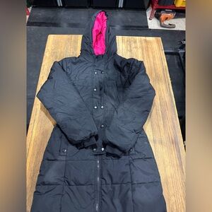 Black Quilted Jacket with Pink Lining